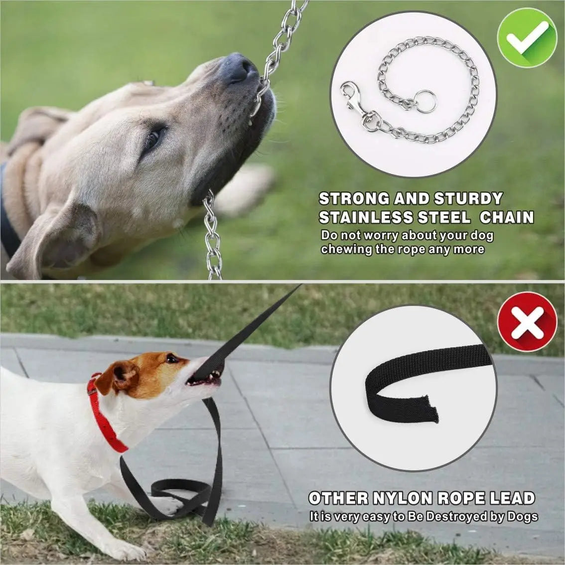 Utdragbart Hundkoppel med Stålkedja för Små och Medelstora Hundar