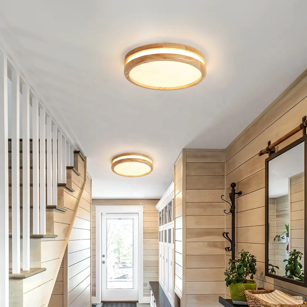 Alva LED-taklampa – Naturträ med tre ljusfärger