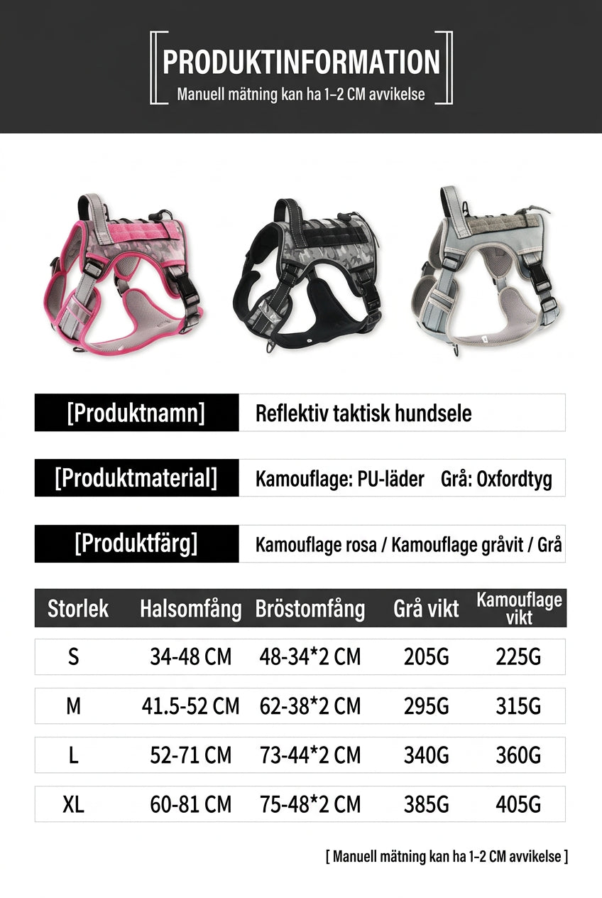 Justerbar Reflekterande Hundsele för Promenad och Träning