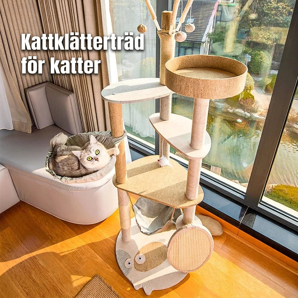 Stor Träklösträd för Katt med Sisalklösmatta