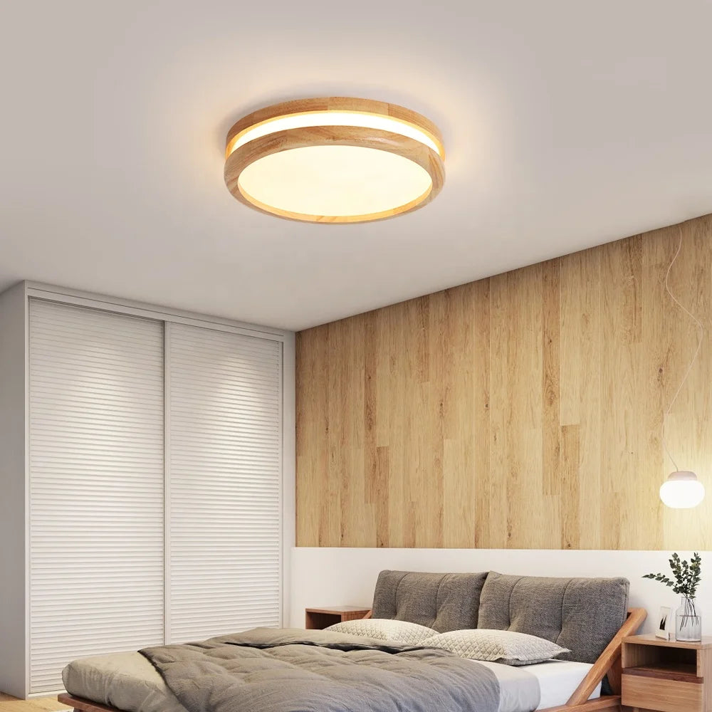 Alva LED-taklampa – Naturträ med tre ljusfärger