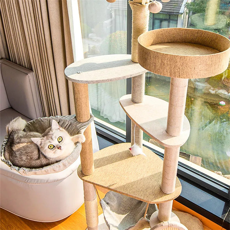 Stor Träklösträd för Katt med Sisalklösmatta