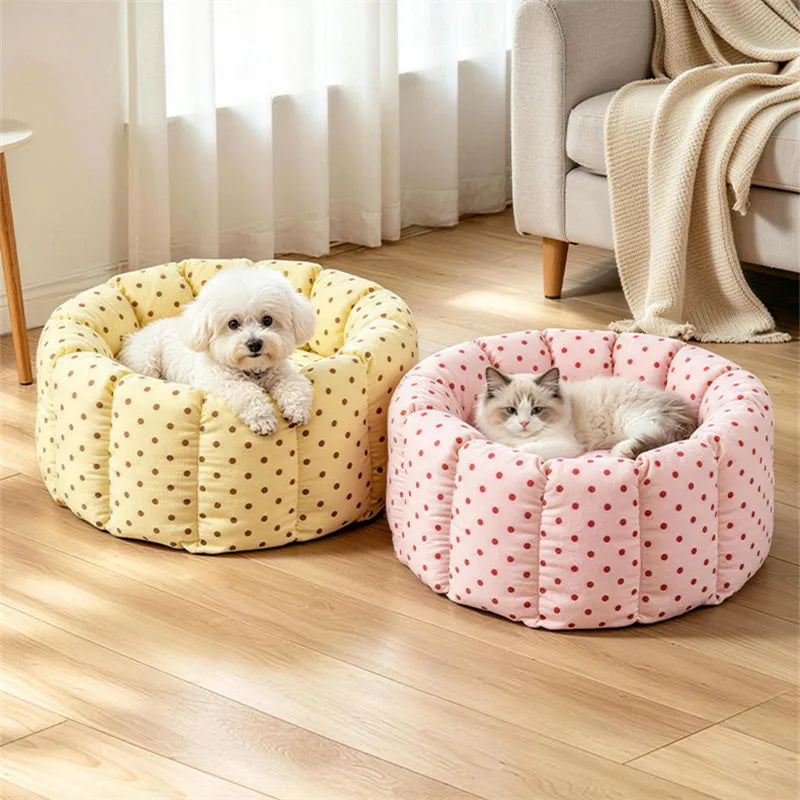 Prickig Rund Mjuk Hundbädd för Katt och Liten Hund
