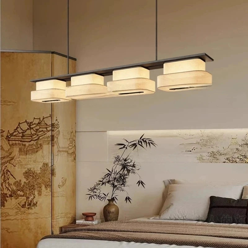 Dimbar LED-takkrona i alabaster – Svart metall