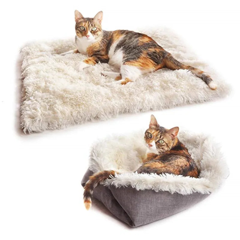Vikbar Plyschbädd för Katt och Liten Hund