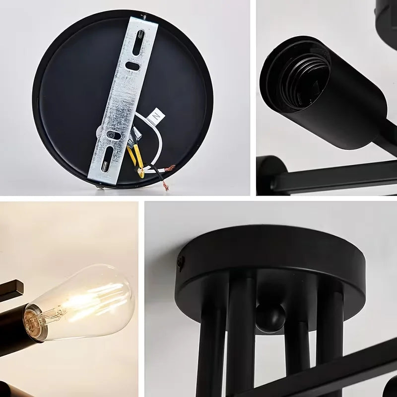 Svart taklampa med 4 ljuspunkter – Industriell stil