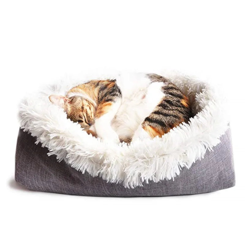 Vikbar Plyschbädd för Katt och Liten Hund