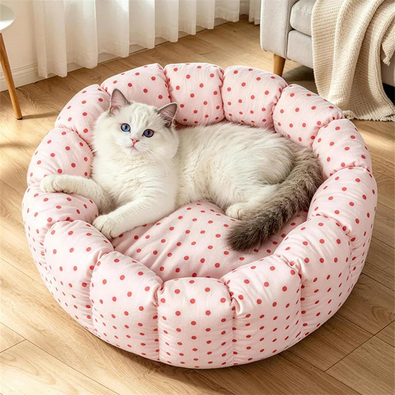 Prickig Rund Mjuk Hundbädd för Katt och Liten Hund