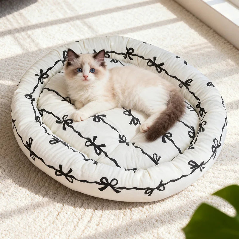 Rund Husdjursbädd med Slöjsmycke för Katt och Liten Hund