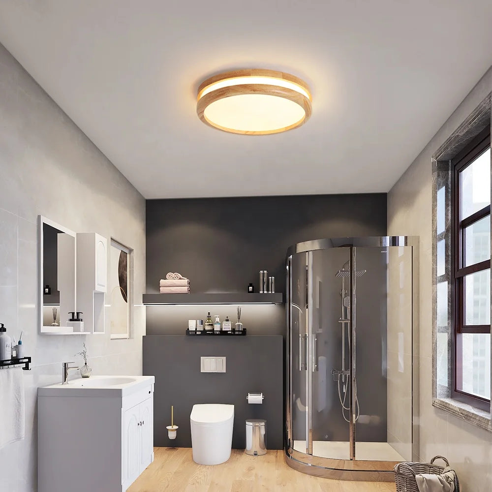 Alva LED-taklampa – Naturträ med tre ljusfärger