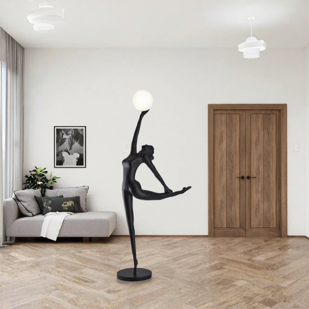 Skulptural LED-golvlampa i resin – 150 cm