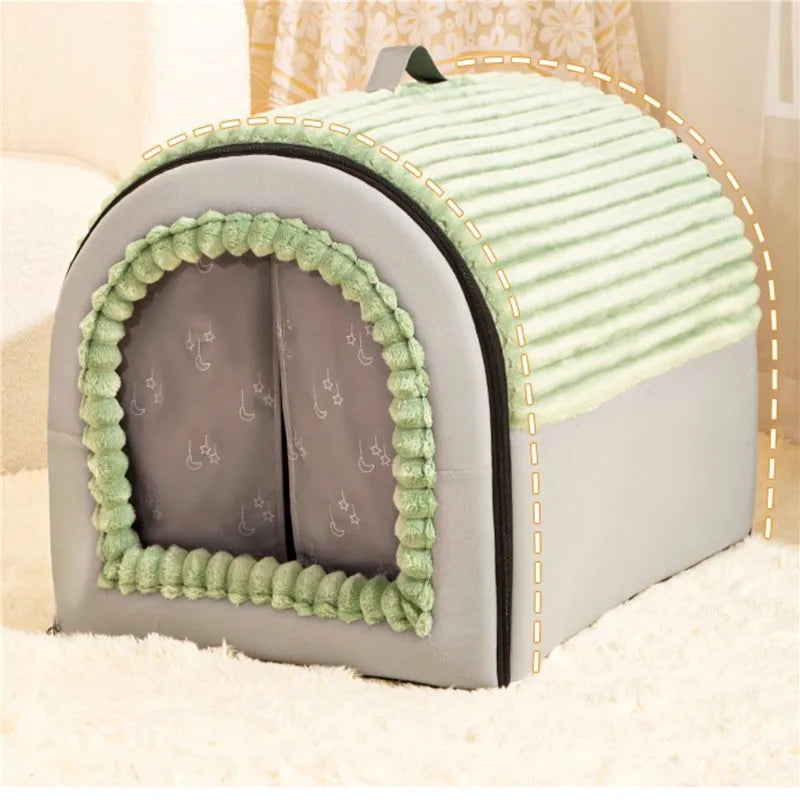 Mysig Semi-Enclosed Plyschbädd för Katt och Hund