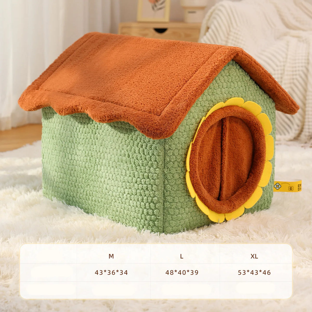 Mysig Semi-Enclosed Plyschbädd för Katt och Hund