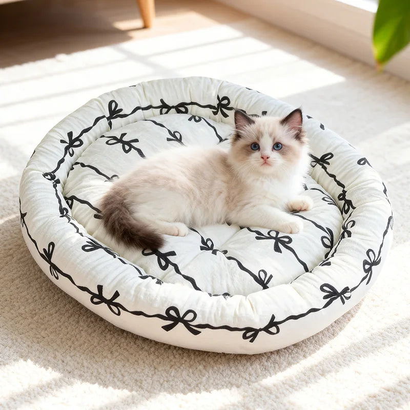 Rund Husdjursbädd med Slöjsmycke för Katt och Liten Hund