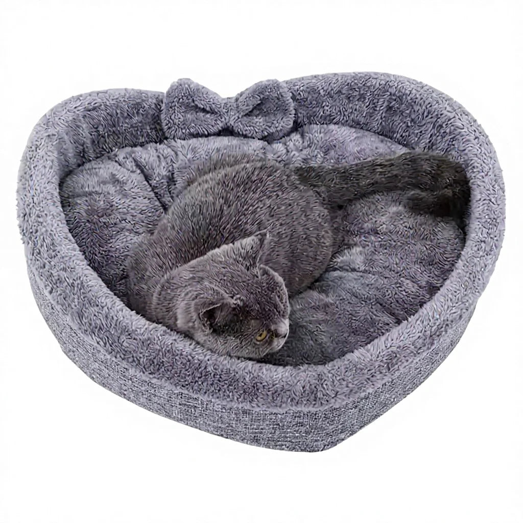 Mysigt Hjärtformat Plyschbädd för Katt och Hund