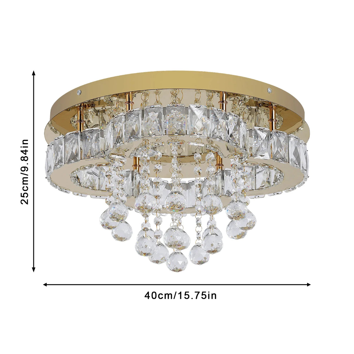 Chic Guld LED Taklampa med Kristall – Dimbar & Ytmonterad