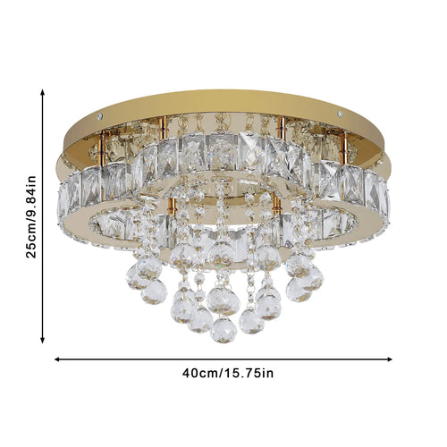 Chic Guld LED Taklampa med Kristall – Dimbar & Ytmonterad