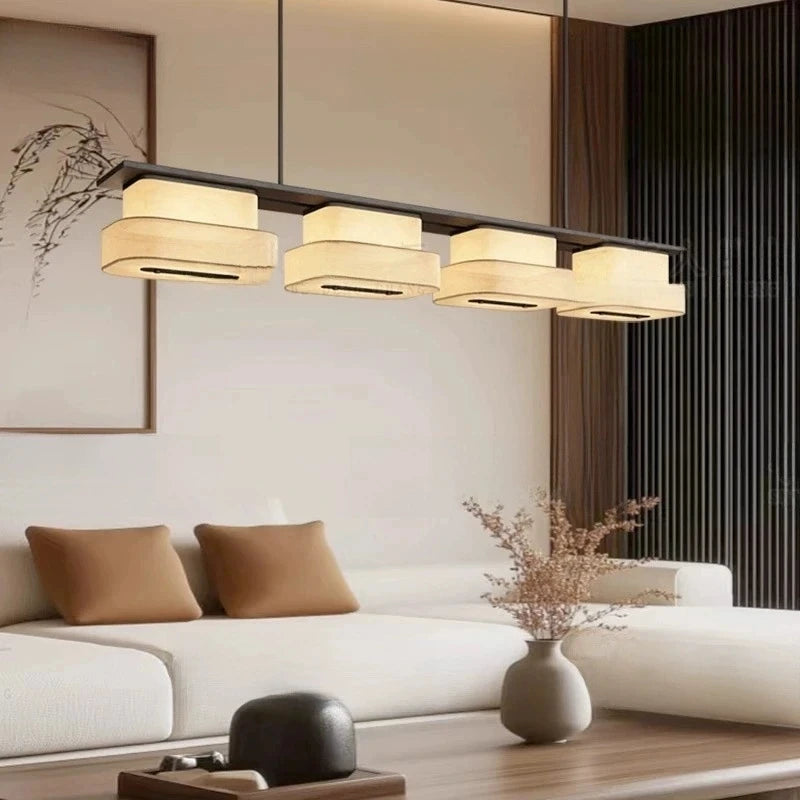 Dimbar LED-takkrona i alabaster – Svart metall