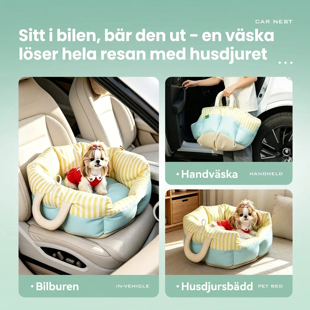 Mångfunktionell Bilbädd för Hund och Katt med Handtag