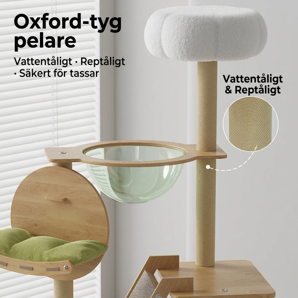 Stor Träklösträd för Katt med Klösmatta i Sisal
