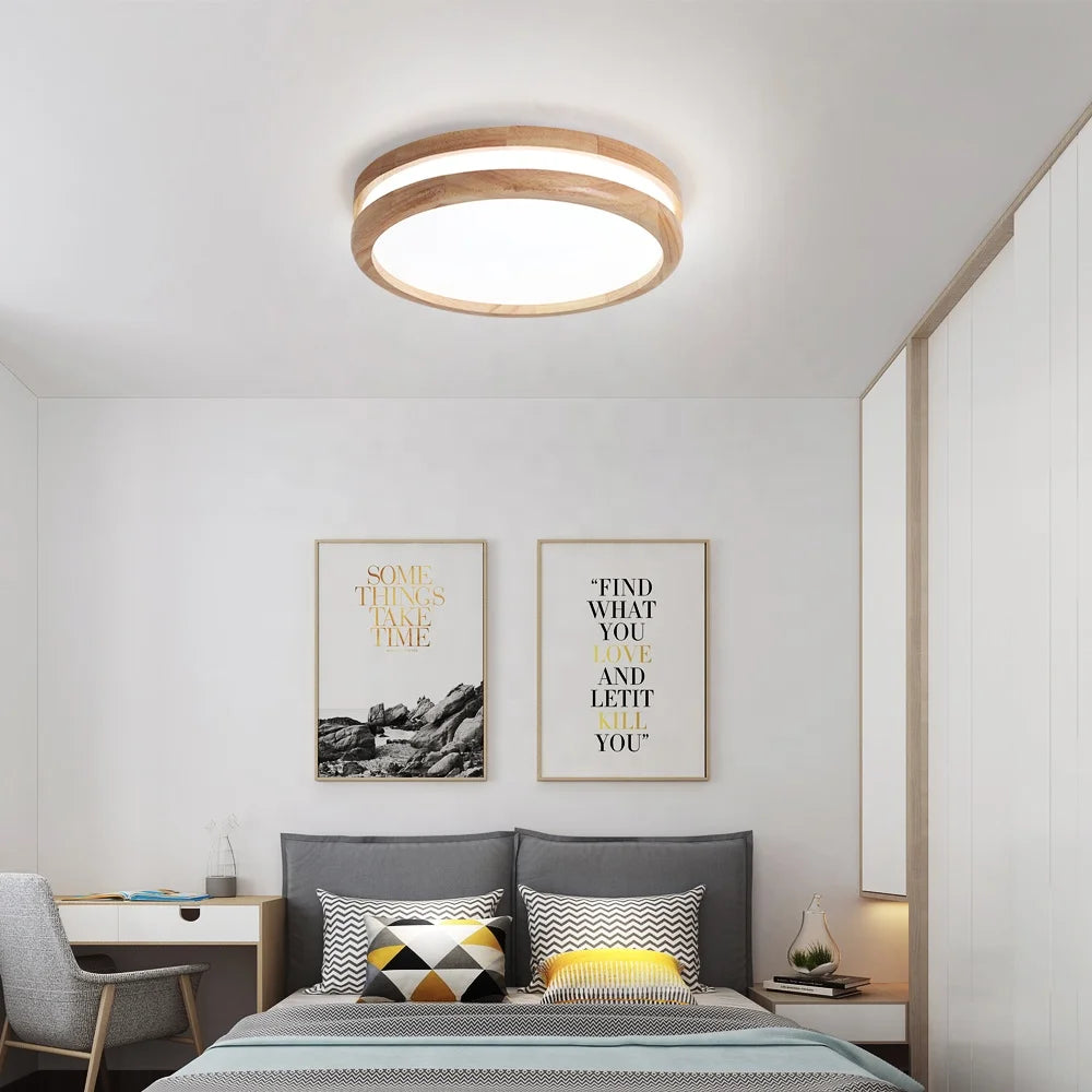 Alva LED-taklampa – Naturträ med tre ljusfärger