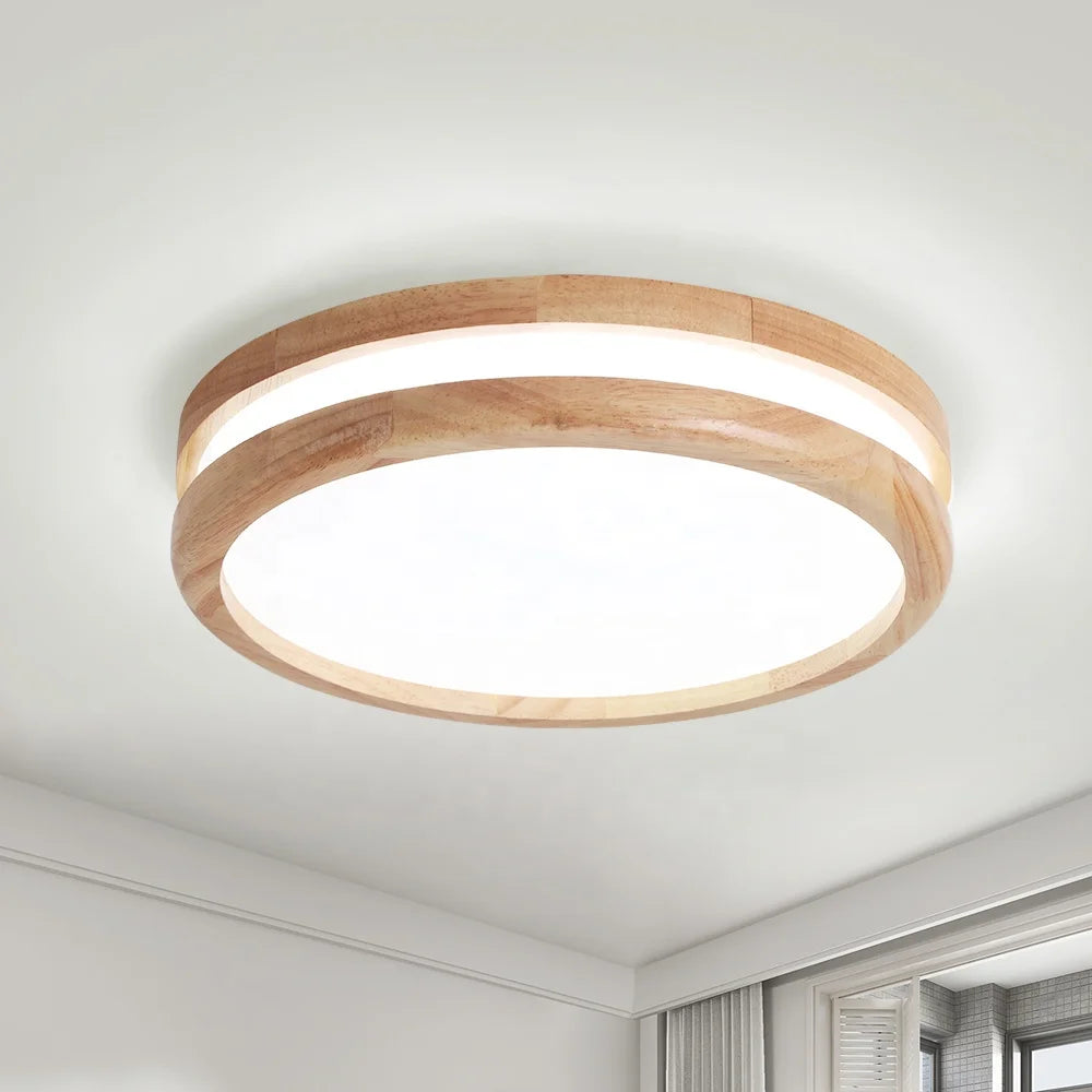 Alva LED-taklampa – Naturträ med tre ljusfärger